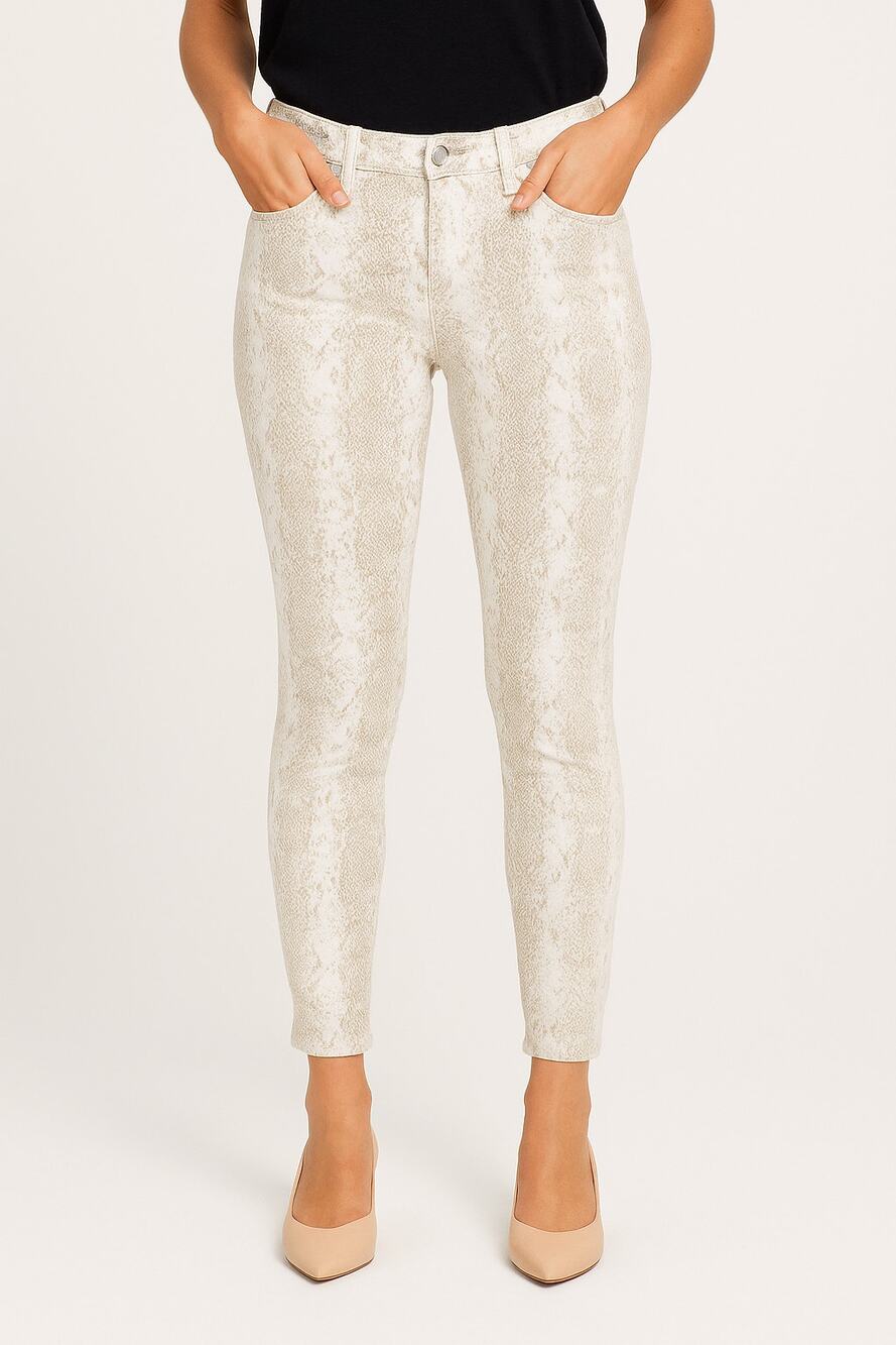 PAIGE HOXTON Ankle Beige Snake Skin Print High Rise Skinny Jeans Casual Size 30